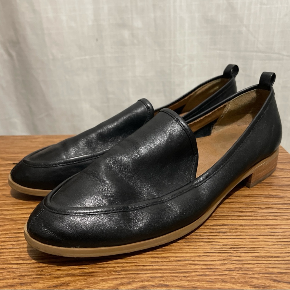 Susina Black Leather Slip-On Loafers Size W 8.5